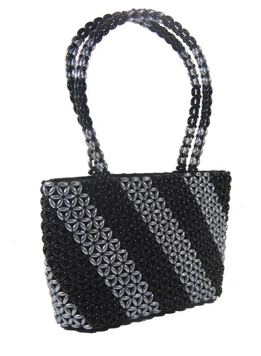 Dámská kabelka ruční výroba #03 černo-stříbrná