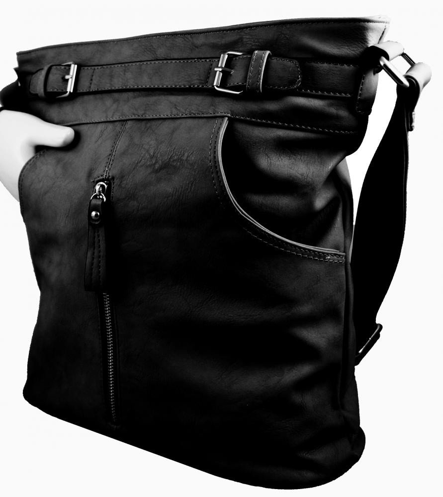 Crossbody kabelka s předními kapsami D1067 černá