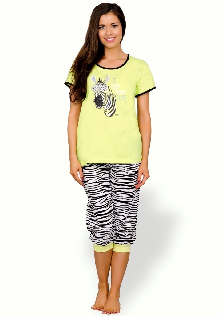 Dámské pyžamo s obrázkem zebry a capri kalhotami