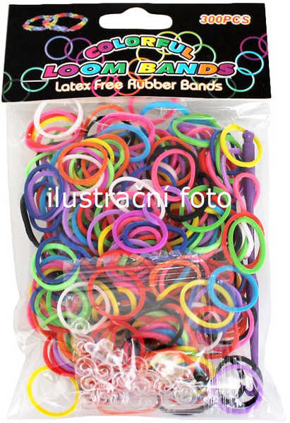 UDĚLEJ SI NÁRAMEK Gumičky LOOM BANDS 300 ks a doplňky Set v sáčku Mix