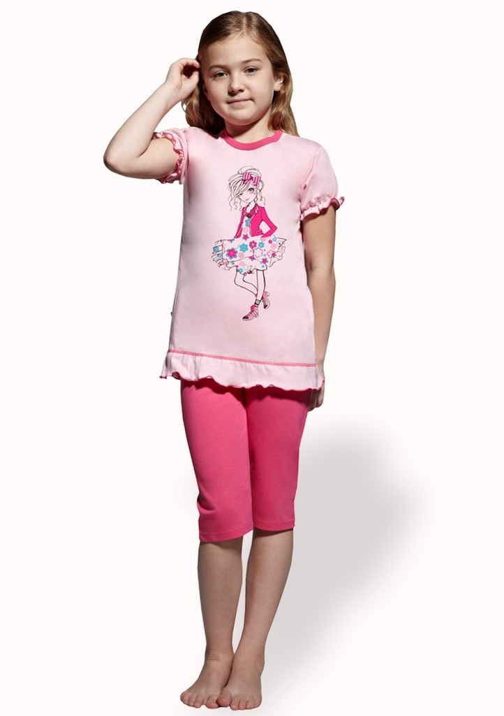 Dětské pyžamo s obrázkem tanečnice a capri kalhotami