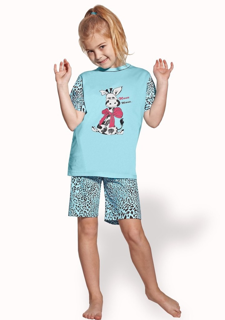 Dětské pyžamo s obrázkem kravičky a kraťasy