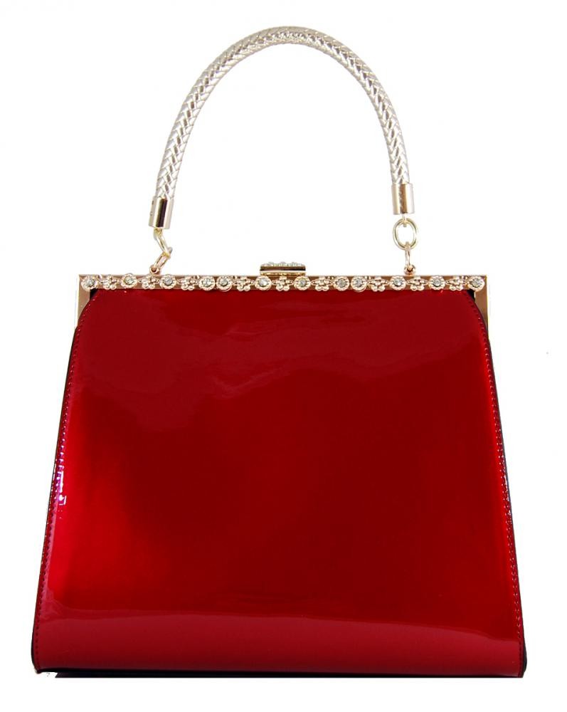 Červená lakovaná kabelka do ruky fasco Berlin 8609-1