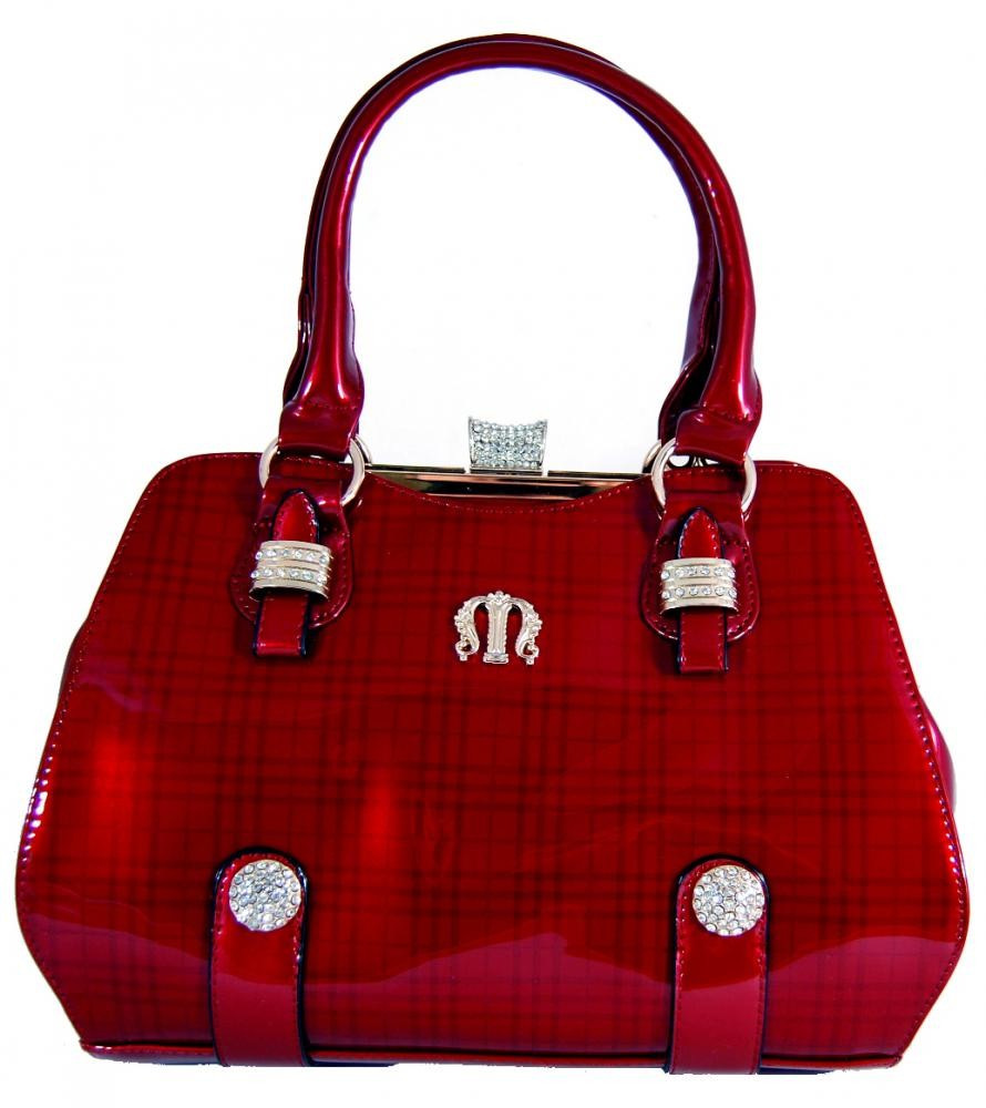 Luxusní lesklá červená kabelka do ruky fasco Berlin 89512