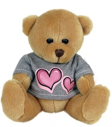 Plyšový medvěd v oblečku se srdcem 15 cm