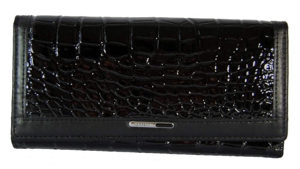Dámská krokodýlí peněženka F03-5242 černý lak/mat