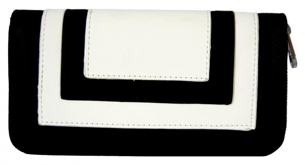 Praktická dámská zipová peněženka FD-020 bílo-černá