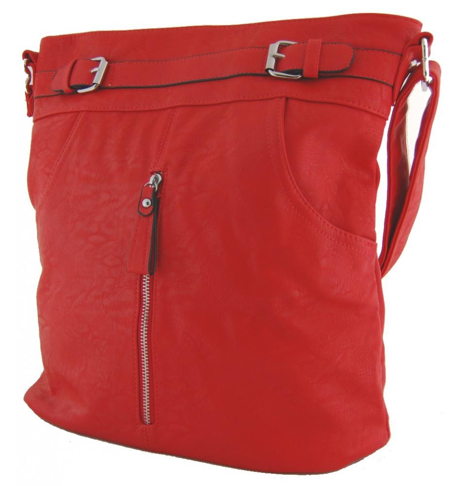 Crossbody kabelka s předními kapsami D1067 červená