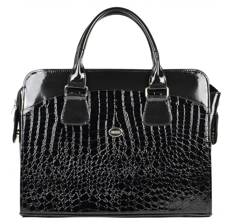 Dámská luxusní taška na notebook černý lak kroko ST01