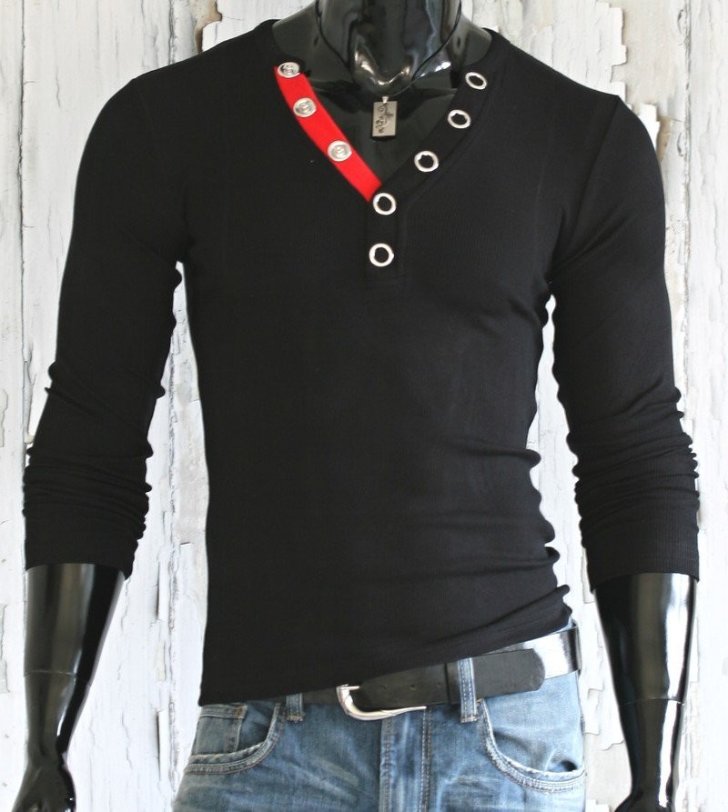 Pánské tričko Slim Fit - černé p-tr24bl