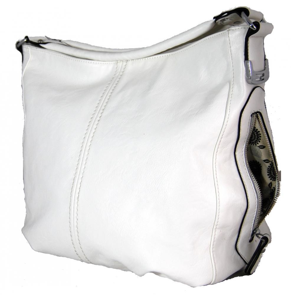Větší kabelka na rameno s bočními kapsami D1068 bílá