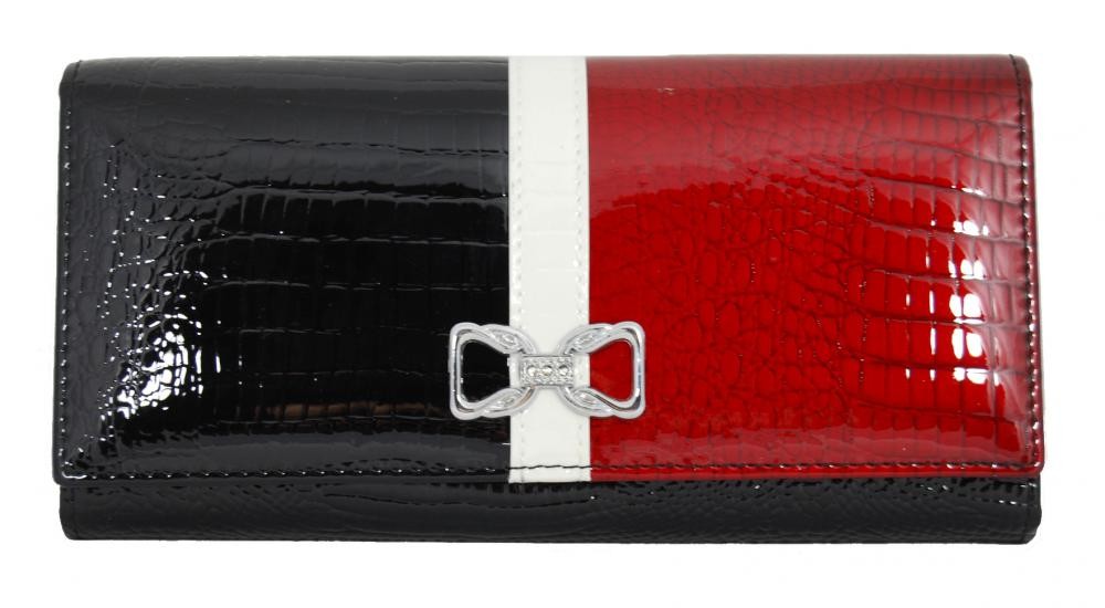 Dámská kožená peněženka v krabičce Cossroll 04-5242-2 černá-červená