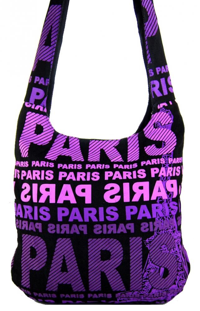 Moderní crossbody taška PARIS s fialovým potiskem
