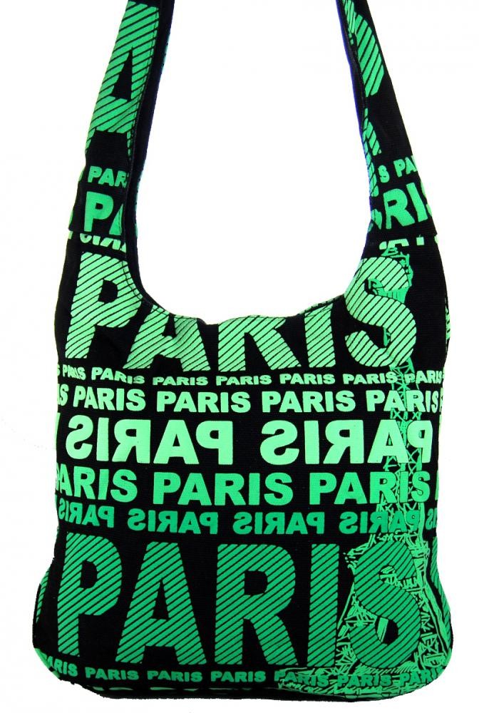 Moderní crossbody taška PARIS se zeleným  potiskem