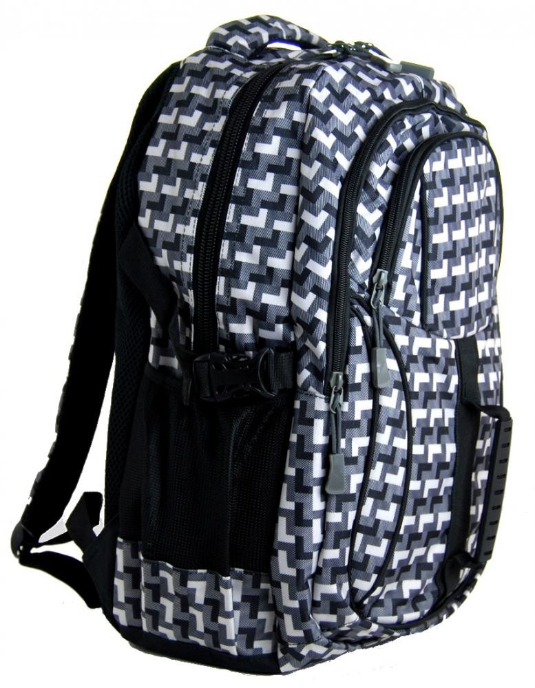 Károvaný batoh do školy L615-A šedo-černý
