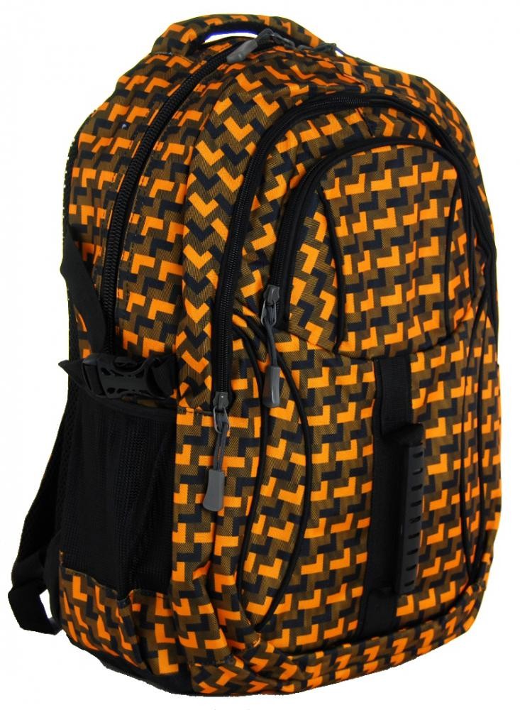 Károvaný batoh do školy L615-A oranžovo-černý