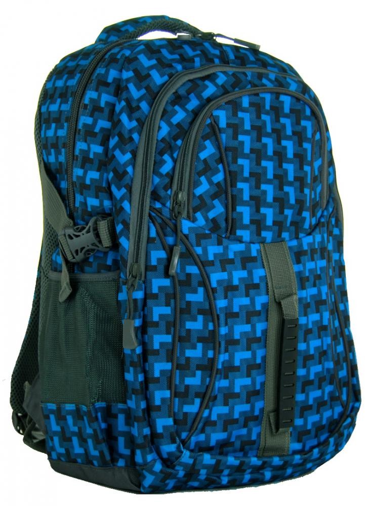 Károvaný batoh do školy L615-A modro-šedý