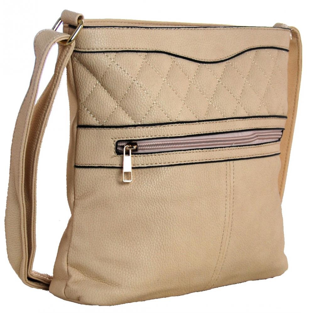 Crossbody kabelka s prošíváním H0359 béžová