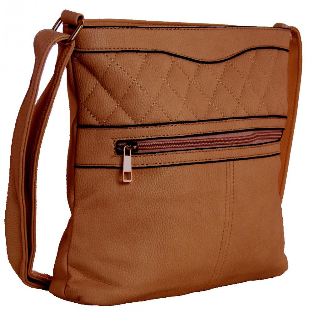 Crossbody kabelka s prošíváním H0359 hnědá