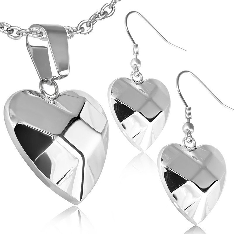 Set ocelových šperků - srdce th-set650